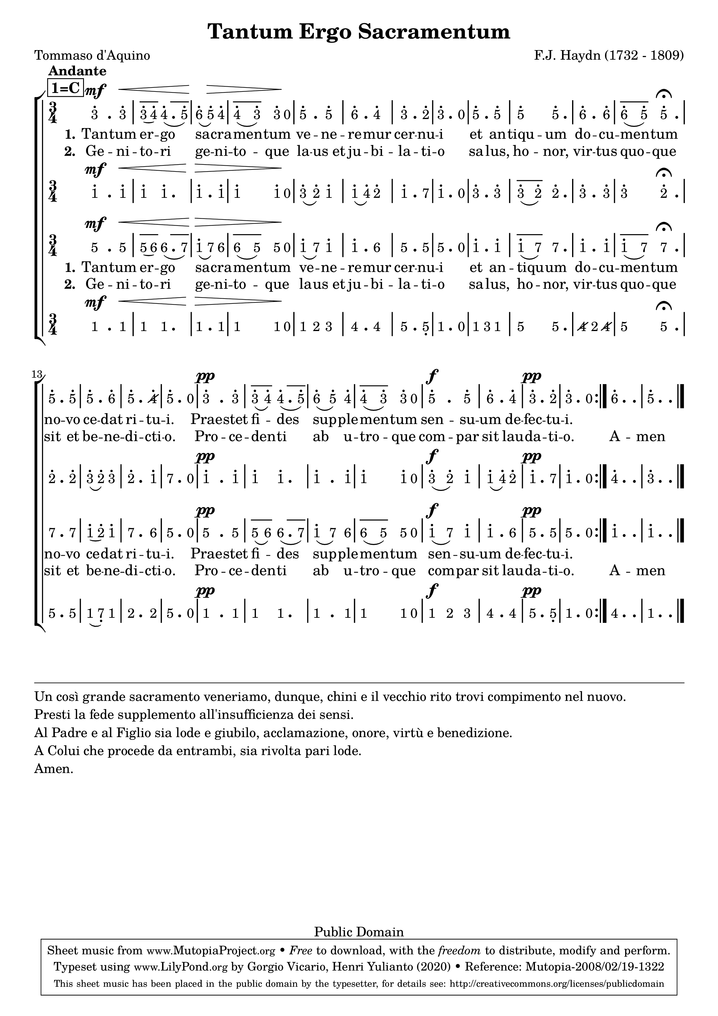 Tantum Ergo Sacramentum - Solmisasi Notation