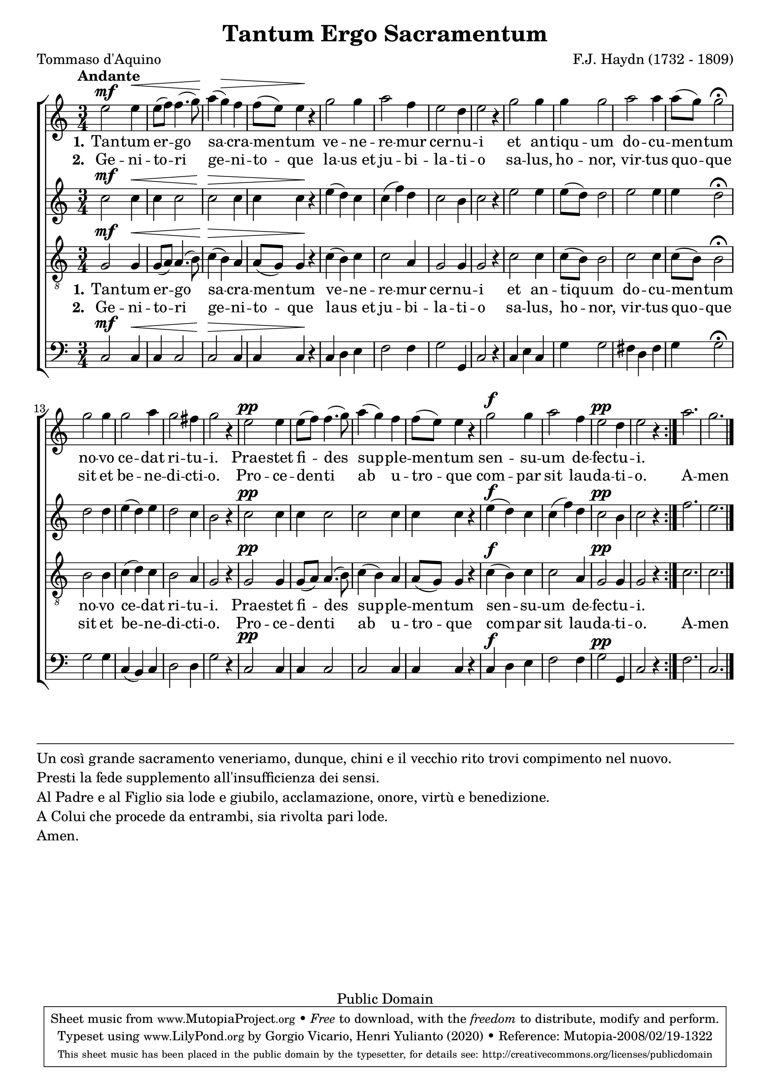 Tantum Ergo Sacramentum - Standard Notation